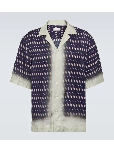 Cămașă Dries Van Noten cu imagine albastru