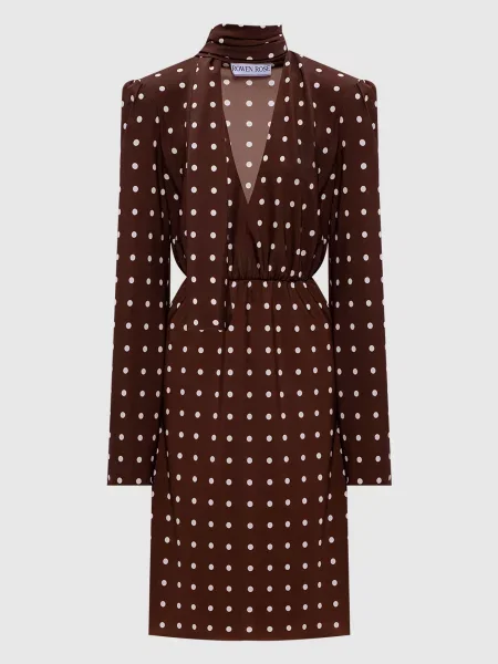 Сукня міді в горох Rowen Rose коричнева