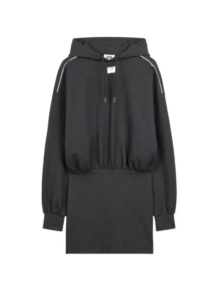 Rochie mini Gcds cu glugă cu autograf cu cordon gri