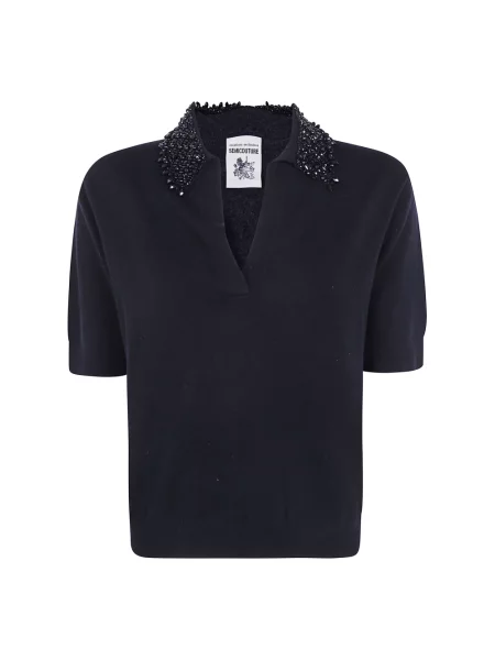 Sweter Semicouture z dekoltem w serek czarny
