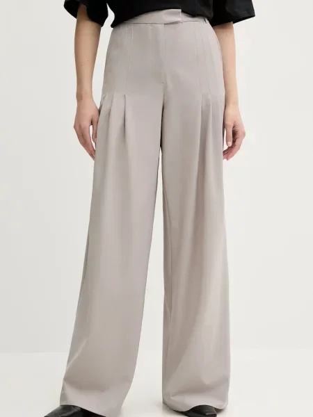 Remain pantaloni din lână lat high waist gri