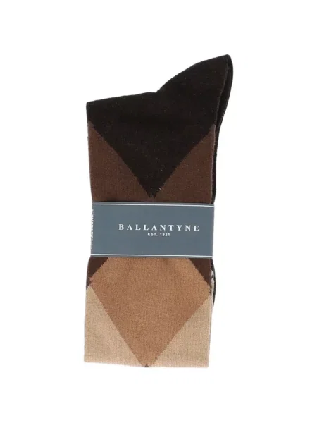 Șosete Ballantyne tricotate cu model argyle maro