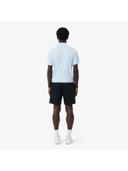 Lacoste Sportowe Szorty Z Jednokolorowej Tafty O Diamentowym Splocie czarne
