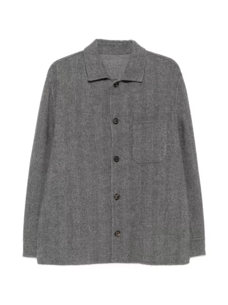 Cămașă Eleventy cu model herringbone gri