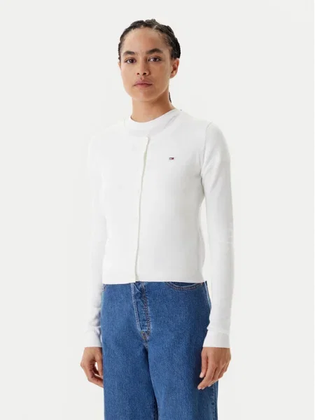 Tommy Jeans Cardigan Essential Écru alb