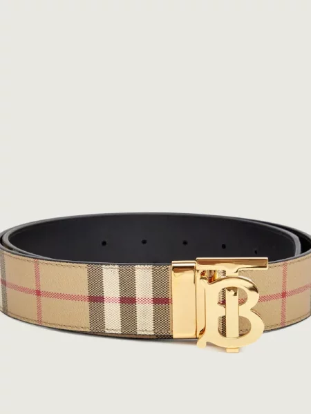 Burberry Curea din piele cu două fețe TB Check bej