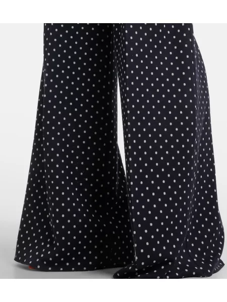 Pantaloni Max Mara cu buline din jerseu albastru