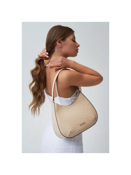 Сумка на плече шкіряна Cromia бежева