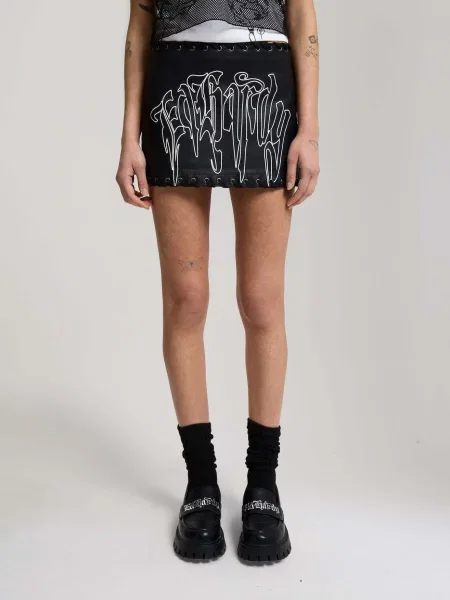 Ed Hardy Sukňa Gothic Drip čierna biela
