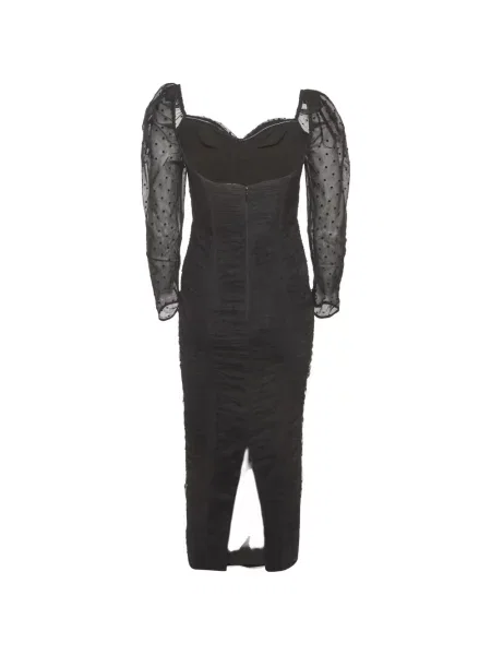 Rochie midi Self-portrait cu buline plasă negru