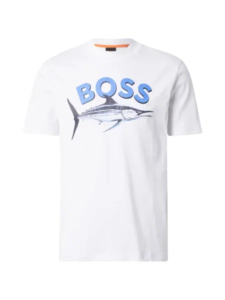 BOSS Póló Bossfish Ekru fehér