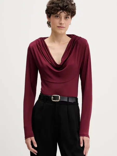 Pedro del Hierro bluzka gładka bordowy