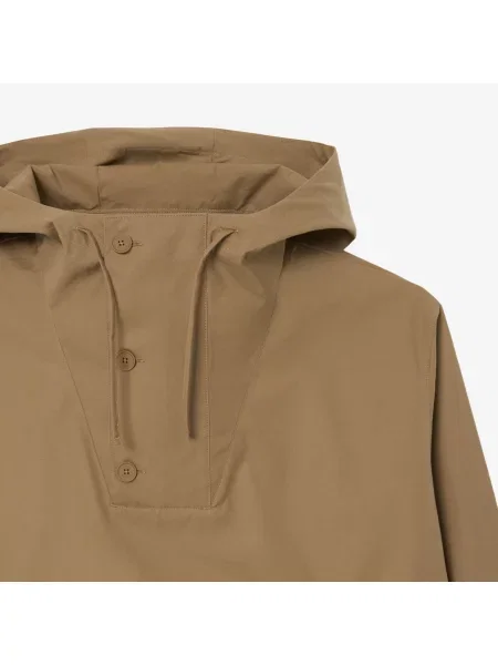 Lacoste Wodoodporna Kurtka Canvas Z Półsuwakiem Z Naszywką brązowa