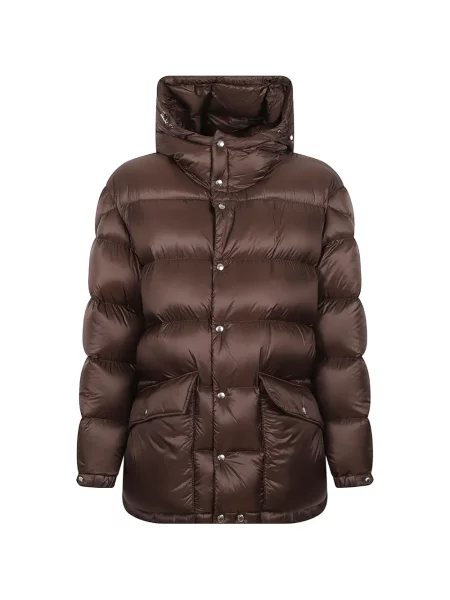 Kabát Moncler s kapucí hnědý