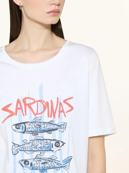 Milano Italy Koszulka Z Kamieniami Ozdobnymi weiss biała