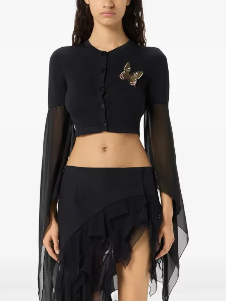 Cardigan Blumarine cu aplicații evazat negru