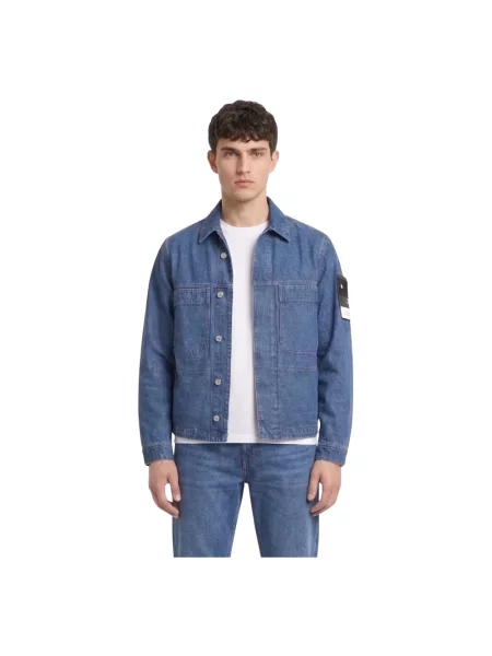Kurtka jeansowa Stone Island z kamieniami niebieska