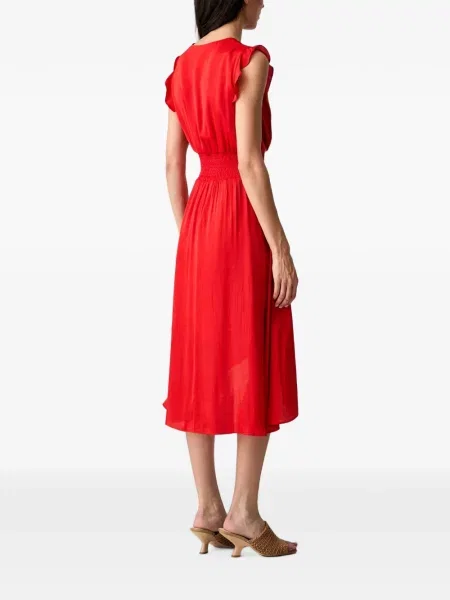 Rochie midi Morgan cu volane asimetrică roșu