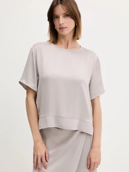 Блуза Sisley дамска с изчистен дизайн сиво