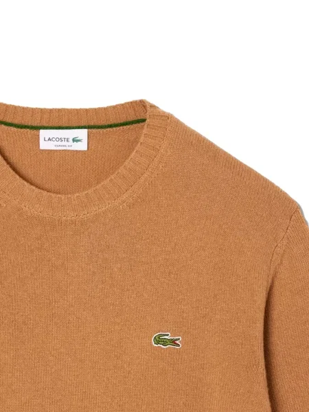 Пуловер Lacoste с кръгло деколте кафяво