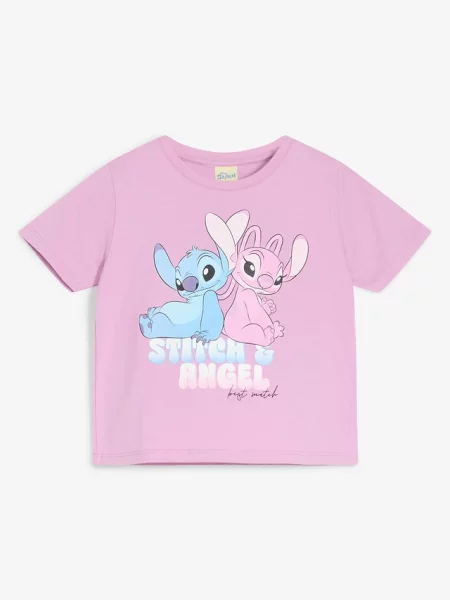 T-shirt z motywem Disney'a Stitch & Angel fioletowa
