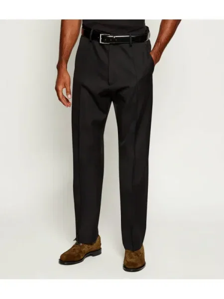 De lână pantaloni | Relaxed fit negru