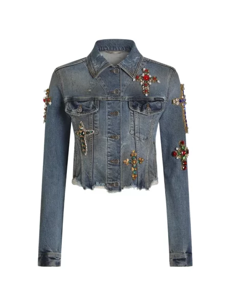 Geacă de blugi Dolce & Gabbana cu broderie albastru