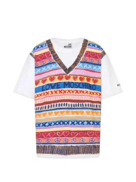 Tricou Love Moschino din jerseu alb