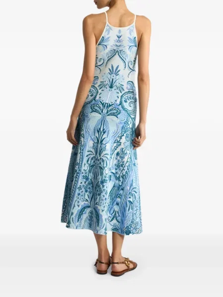 Rochie midi Etro cu model paisley din jacard albastru