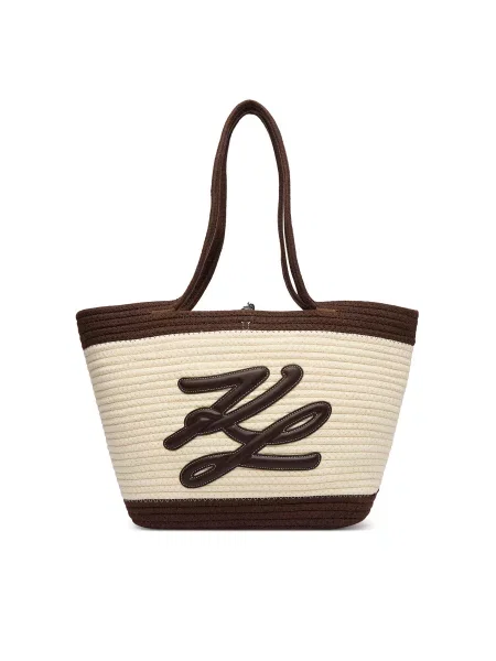 Karl Lagerfeld Torba za na plažo slonovina / temno rjava črna