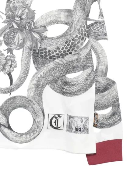 Lung tricou Just Cavalli cu imagine alb