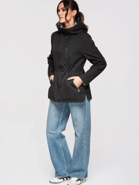 Haină de mazăre Edoti scurt negru