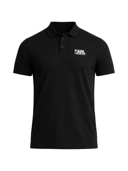 Tricou polo Karl Lagerfeld cu autograf negru