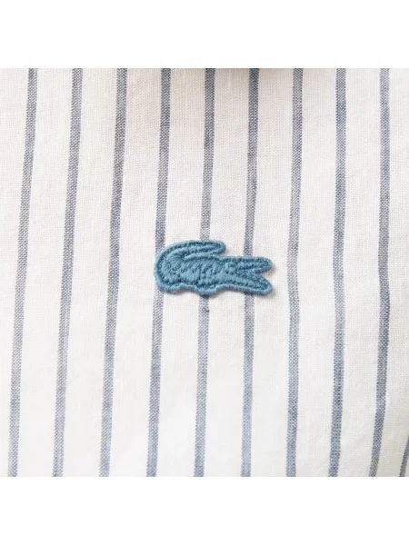 Lacoste Lniana Koszula W Paski W Paski Relaxed Fit niebieska