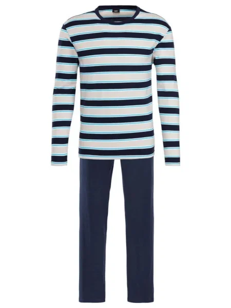 H.I.S Pijama lungă albastru gri