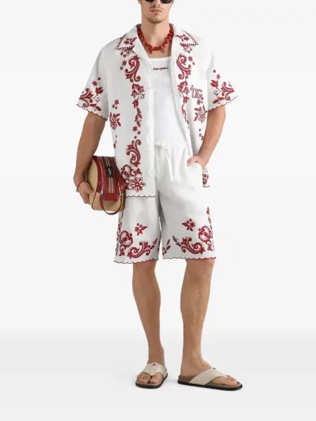 Cămașă Dolce & Gabbana cu broderie alb