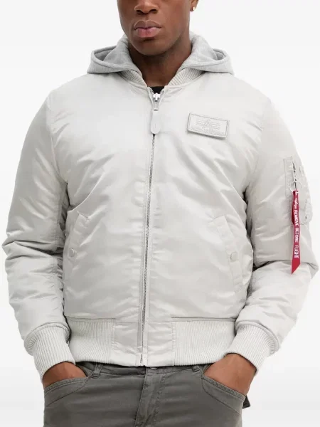Geacă bomber Alpha Industries cu glugă cu imagine gri