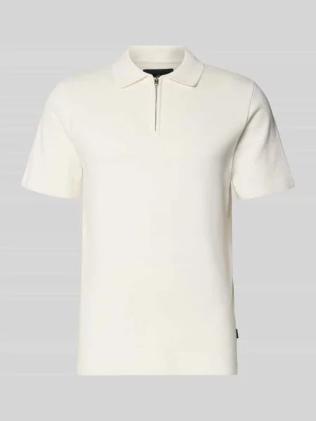 Koszulka polo z zamkiem błyskawicznym o kroju regular fit model MILANO' Jack & Jones Premium biała