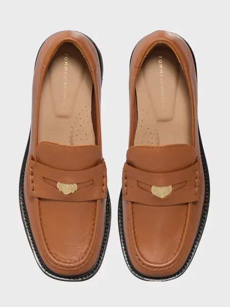 Шкіряні лофери Tommy Hilfiger коричневі