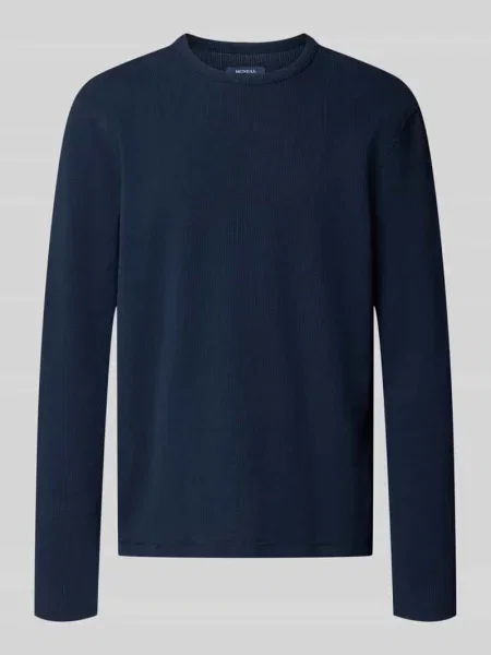 Longsleeve ze strukturalnym wzorem i okrągłym dekoltem Mcneal granatowa