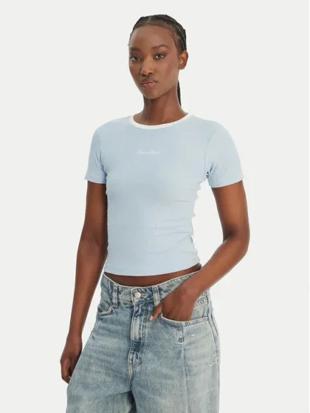 Guess Jeans Tricou Albastru celest alb