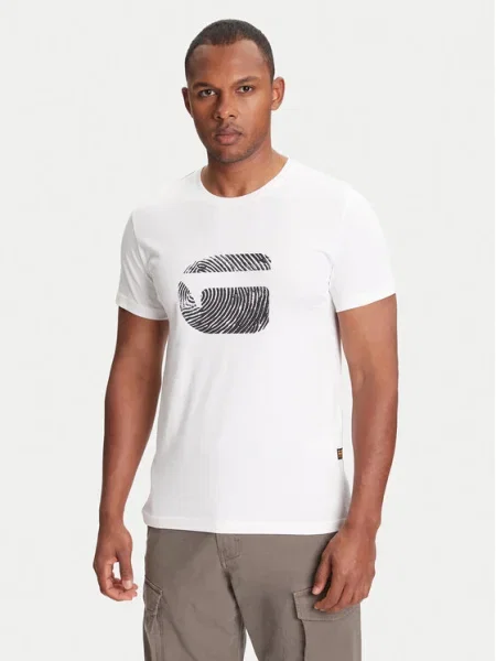 G-Star Raw Tricou Finger Print Burger alb