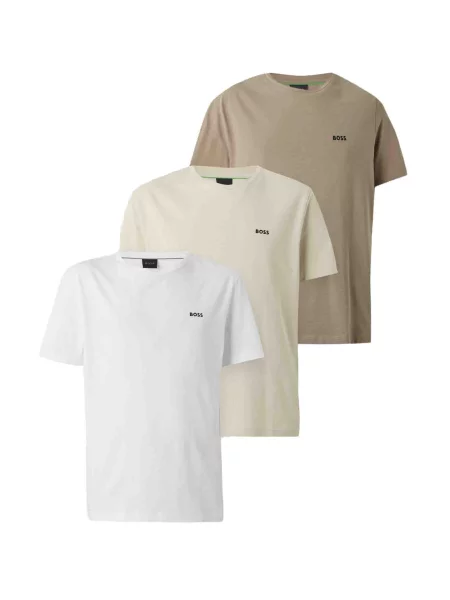 BOSS Tricou crem / maro deschis alb
