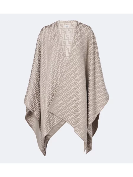 Poncho Fendi de lână gri