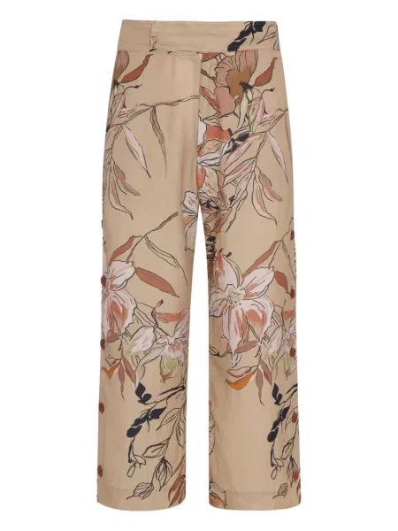 Květinové kalhoty Amir Slama s potiskem hnědé