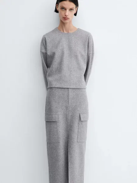 Світшот MANGO Max світло-сірий сірий