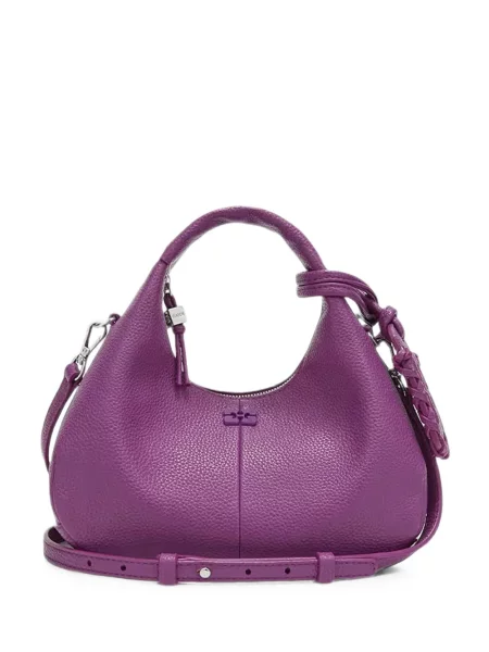 Geantă shopper Ganni din piele violet