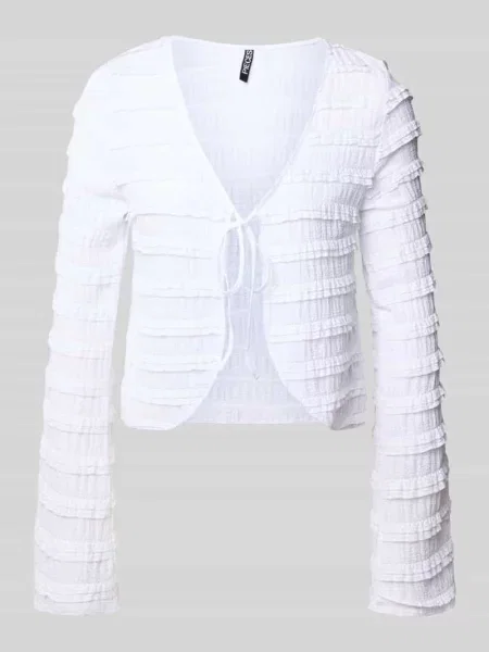 Kardigan o kroju regular fit z detalami z koronki model ‘ANINE’ Pieces biały