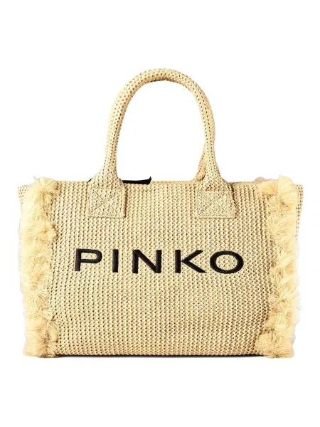 PINKO Τσάντα παραλίας σκούρο μπεζ μαύρο