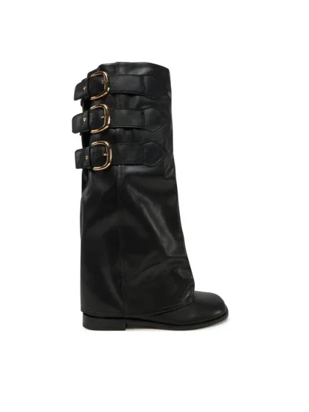Naked Wolfe ghete de piele Anchor cu plat izolare usoara Anchor Black Leather negru